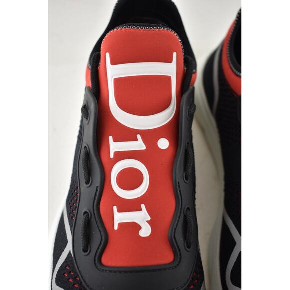 Dior Mens B21 Neo Black Red White Tech Knit Low Top Flat Trainer Sneakers 44 11 - Picture 8 of 15